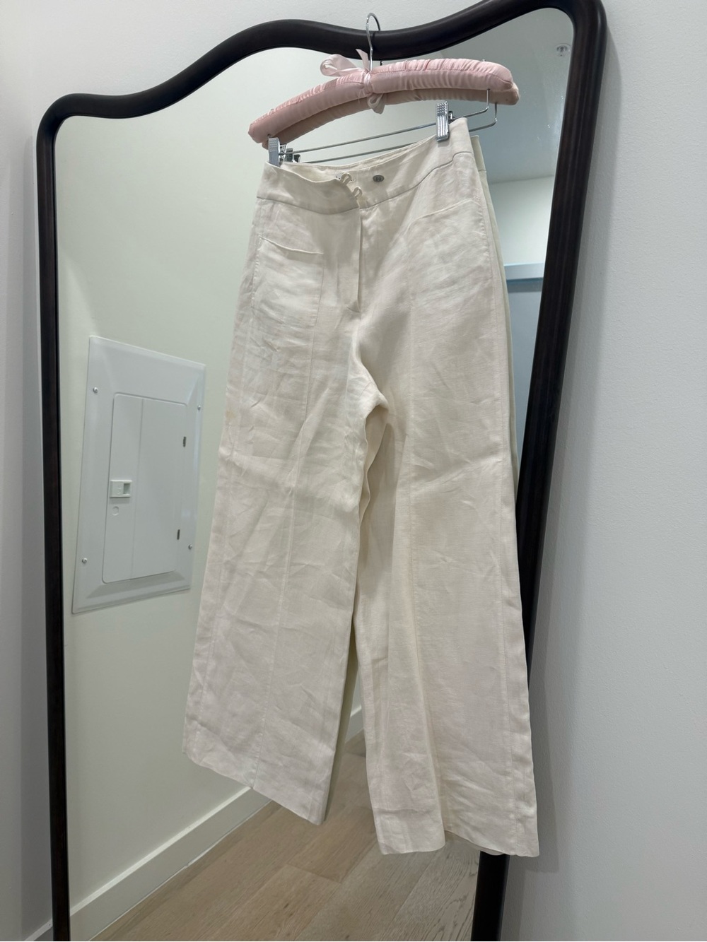 Vintage Chanel Wide Leg Cream Linen Pants